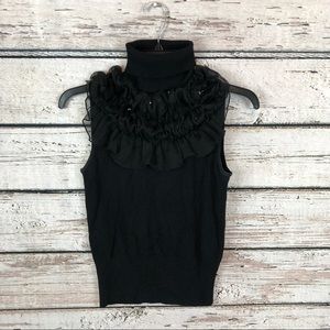 Ruffle Turtleneck in Black